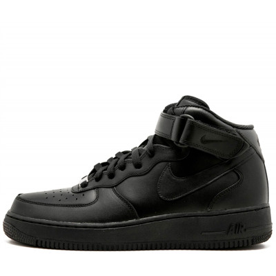 Кроссовки Nike Air Force 1 Mid High All Black с мехом Кроссовки Nike Air Force 1 Mid High All Black с мехом