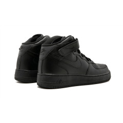 Кроссовки Nike Air Force 1 Mid High All Black с мехом