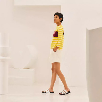 Сандалии Hermes Chypre Black/White Сандалии Hermes Chypre Black/White