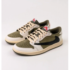 Кроссовки Travis Scott x Air Jordan 1 Low OG Medium Olive